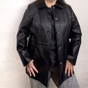Vintage East 5th heavy duty black leather coat women’s 1X jacket